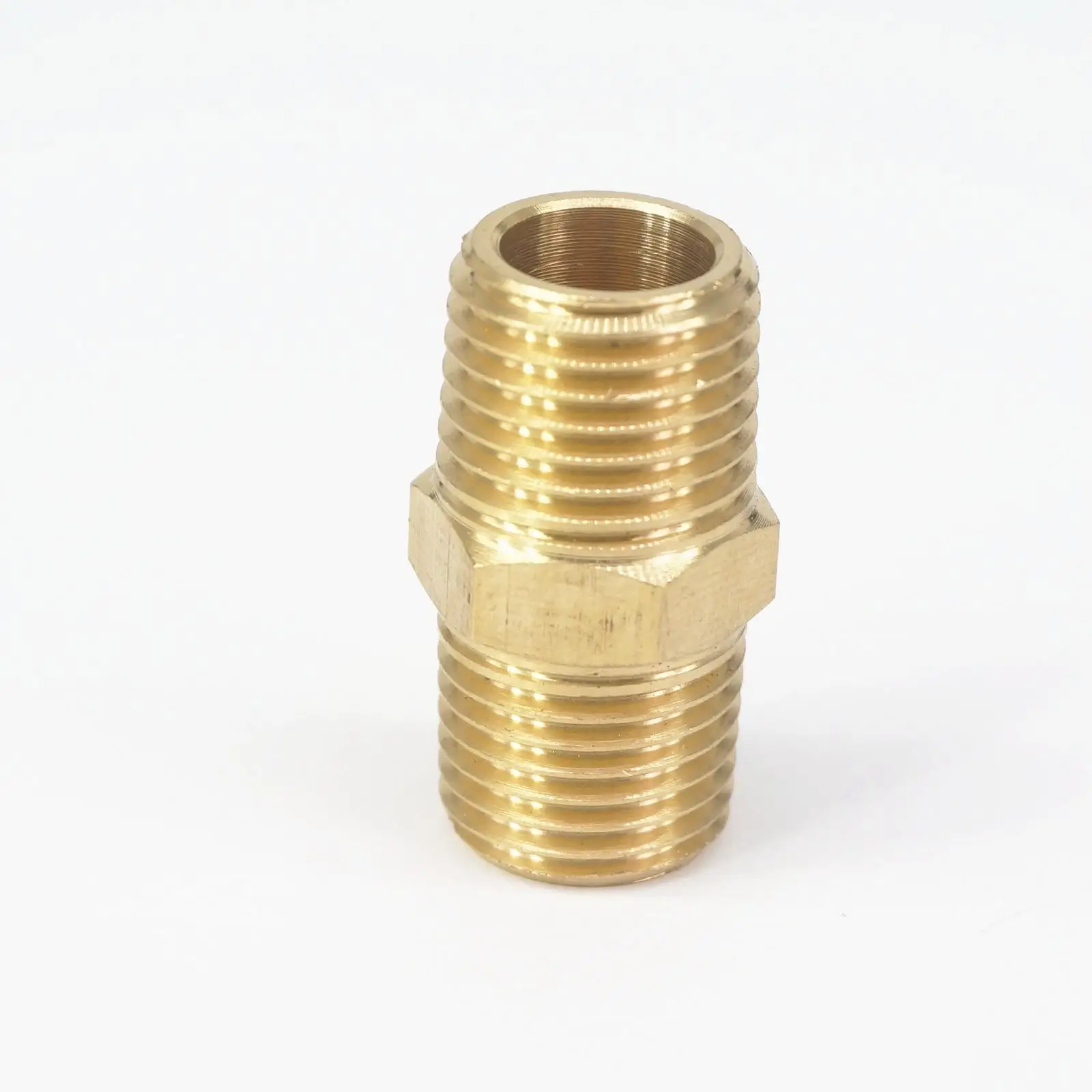 

1/4" BSPT x 1/4" NPT Male Hex Nipple Reducer Brass Pipe Fitting Connector Adapter Water Gas Oil Fuel