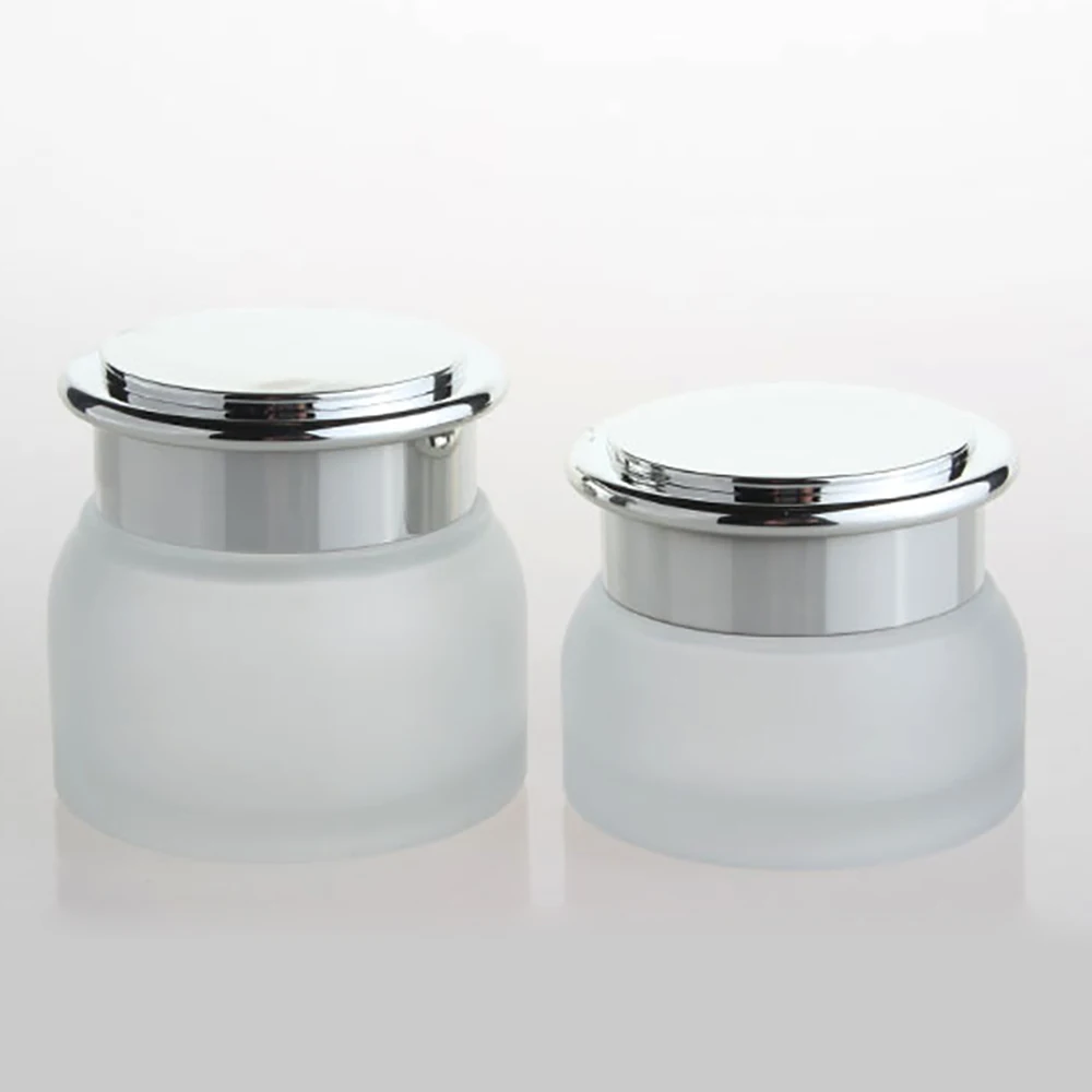 Clear frosted glass body cream jar 50G, round cream jar for BB and face cream packaging