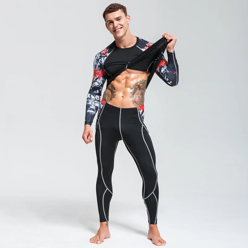 2023 Sports Suit Men\'s Running Sets Breathable Jogging Basketball Underwear Tights Sportswear Yoga Gym Fitness Tracksuit Clothes