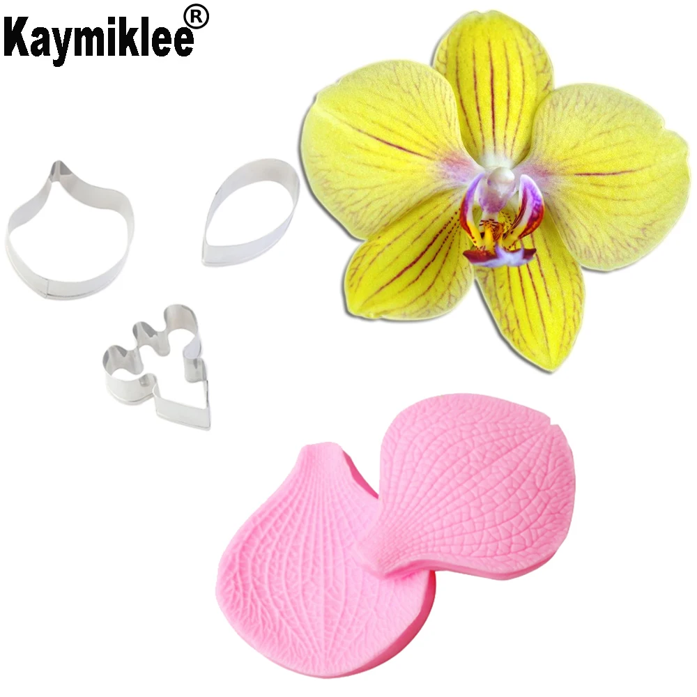 

Kitchen Bakeware Orchid Petal Flower Silicone Veiner Mold Fondant Cake Decorating Tools Gumpaste Sugar Moulds CS257