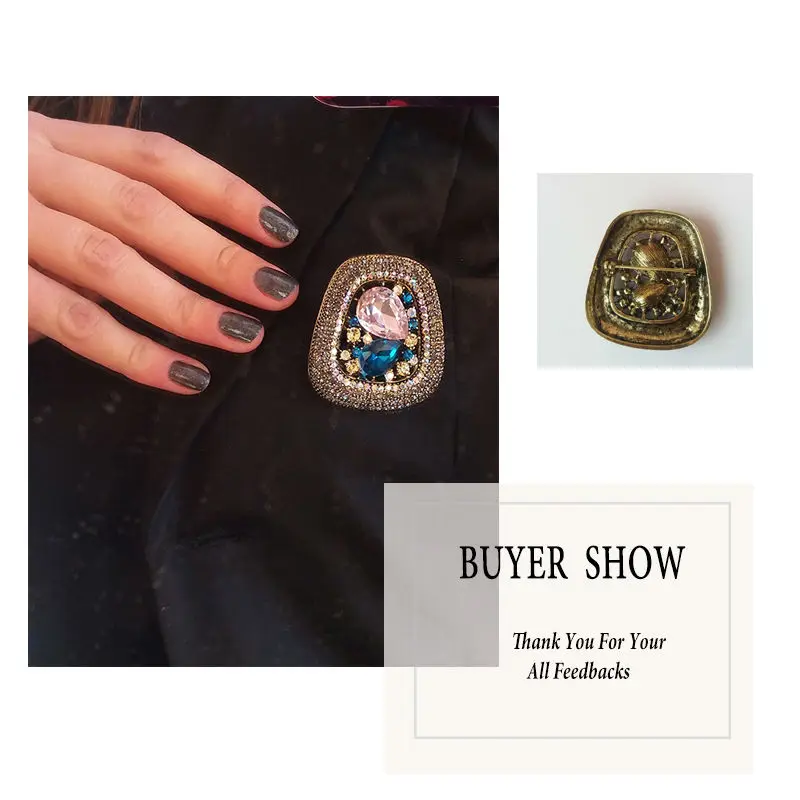 VEYO High Quality Round Luxury  Full Of Crystal Rhinestone Gold Color Brooch Vintage Jewelry Wholesale