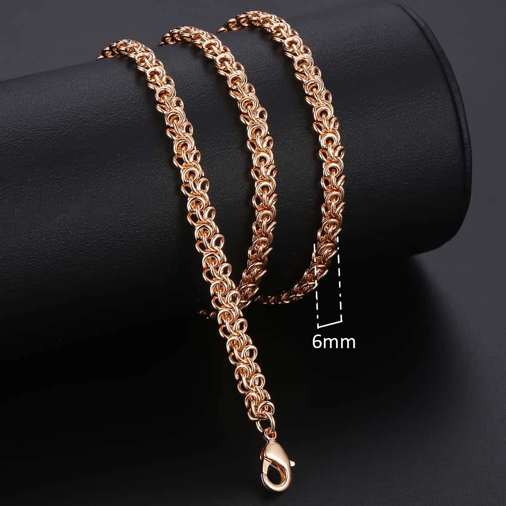 Men\'s Women\'s Jewelry Sets Swirl Link Chain 585 Rose Gold Color Necklace Bracelet Set For Men Woman Jewelry Gifts 6mm KCS05