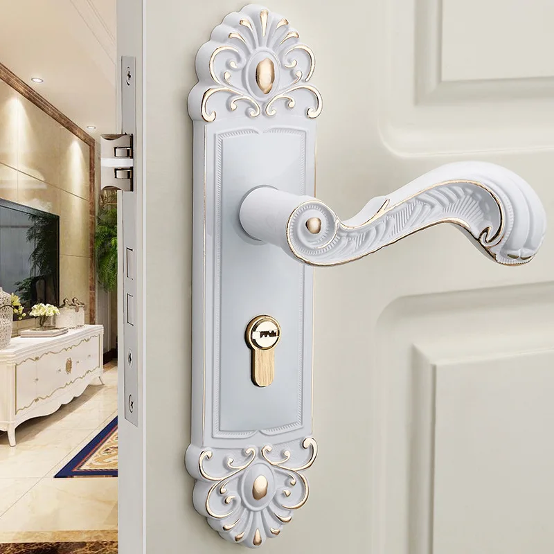 

European ivory bedroom general purpose room door solid wood home bathroom wooden door handle