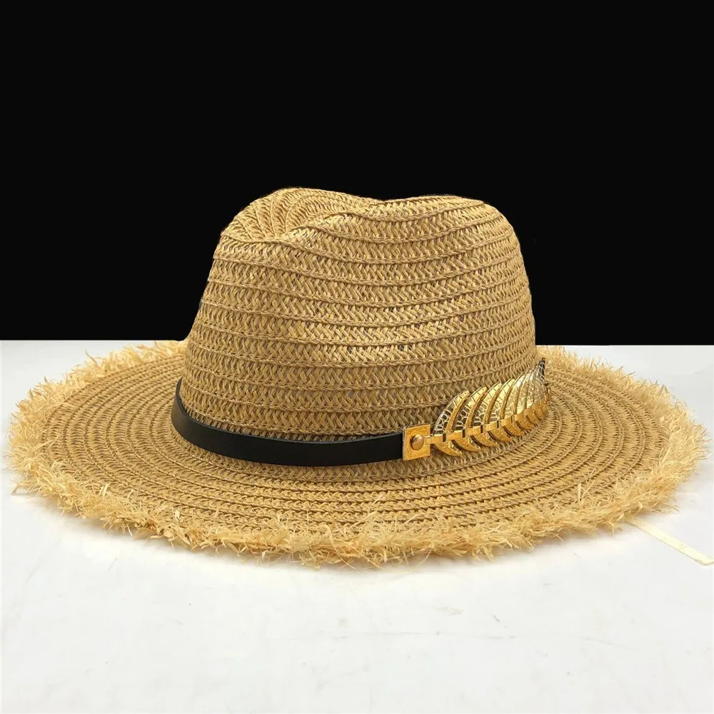 Summer Women\'s Hat Brim Lady Raffia Beach Sun Hat Casual Panama Straw Hat Men Cap Sun Visor Cap Male Sombrero Chapeau Femme