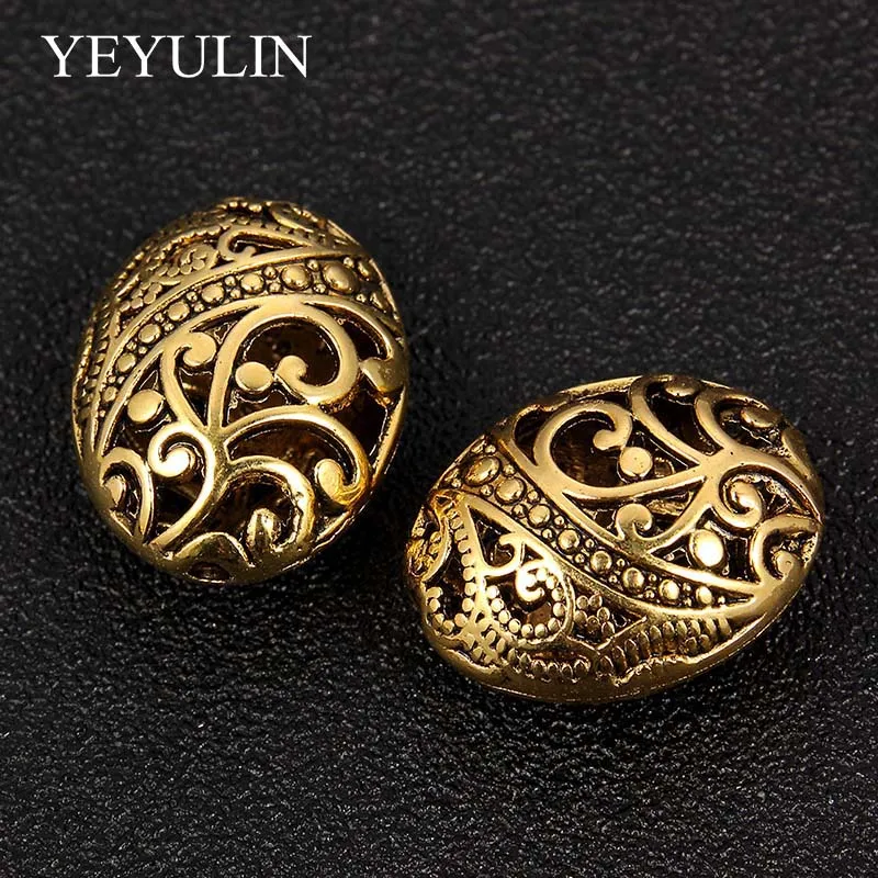 5Pcs Hole Antique Gold Color Round European Big Hole Beads Spacer Bead For DIY Jewelry Making Charms Bracelets Accessories