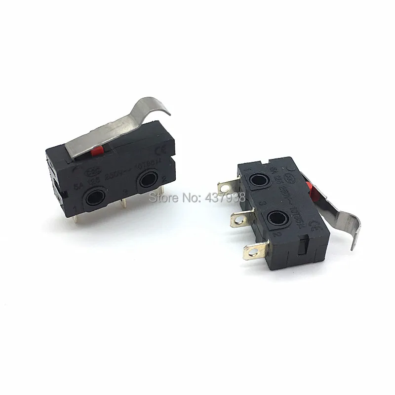 10pcs Limited Switch 3 Pin NO NC 5A 250VAC Micro Switch KW12 ARC Lever Handle Length 16mm