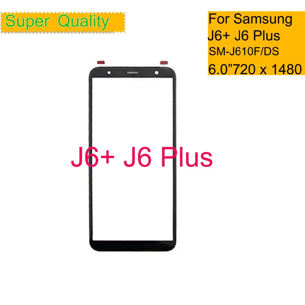 10Pcs/Lot For Samsung Galaxy J6 Plus 2018 J610 Touch Screen Panel LCD Front Outer Glass Lens J6+ With OCA Glue