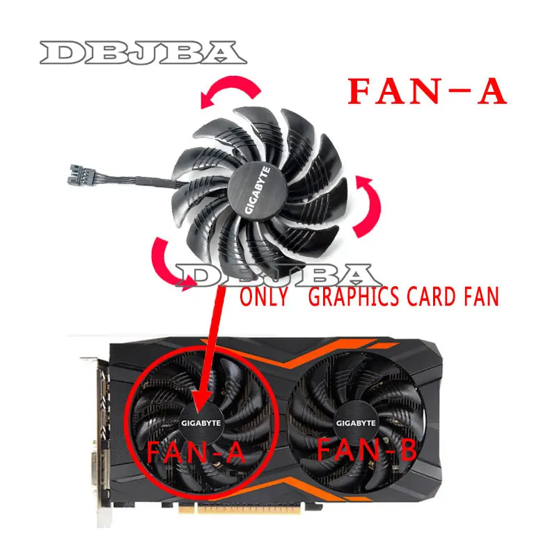 88mm T129215SU 그래픽 카드 냉각 팬, 기가 바이트 GeForce GTX 1050 Ti RX 480 470 570 580 GTX 1060 G1 게이밍 쿨러 (팬-A)