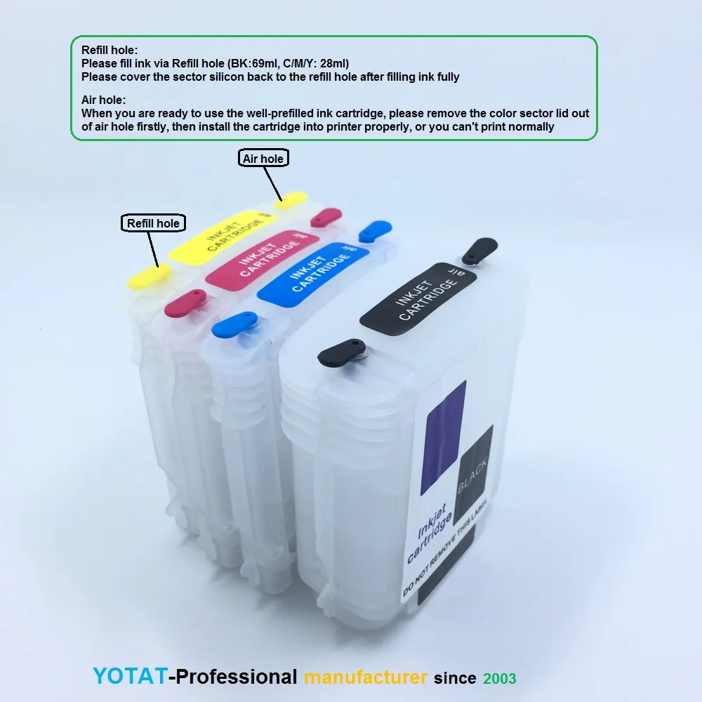 YOTAT refillable ink cartridge for  with chip HP88 HP88XL for Officejet Pro K550/K550dtn/K550dtwn/K5400dn/K8600/L7580/L7590