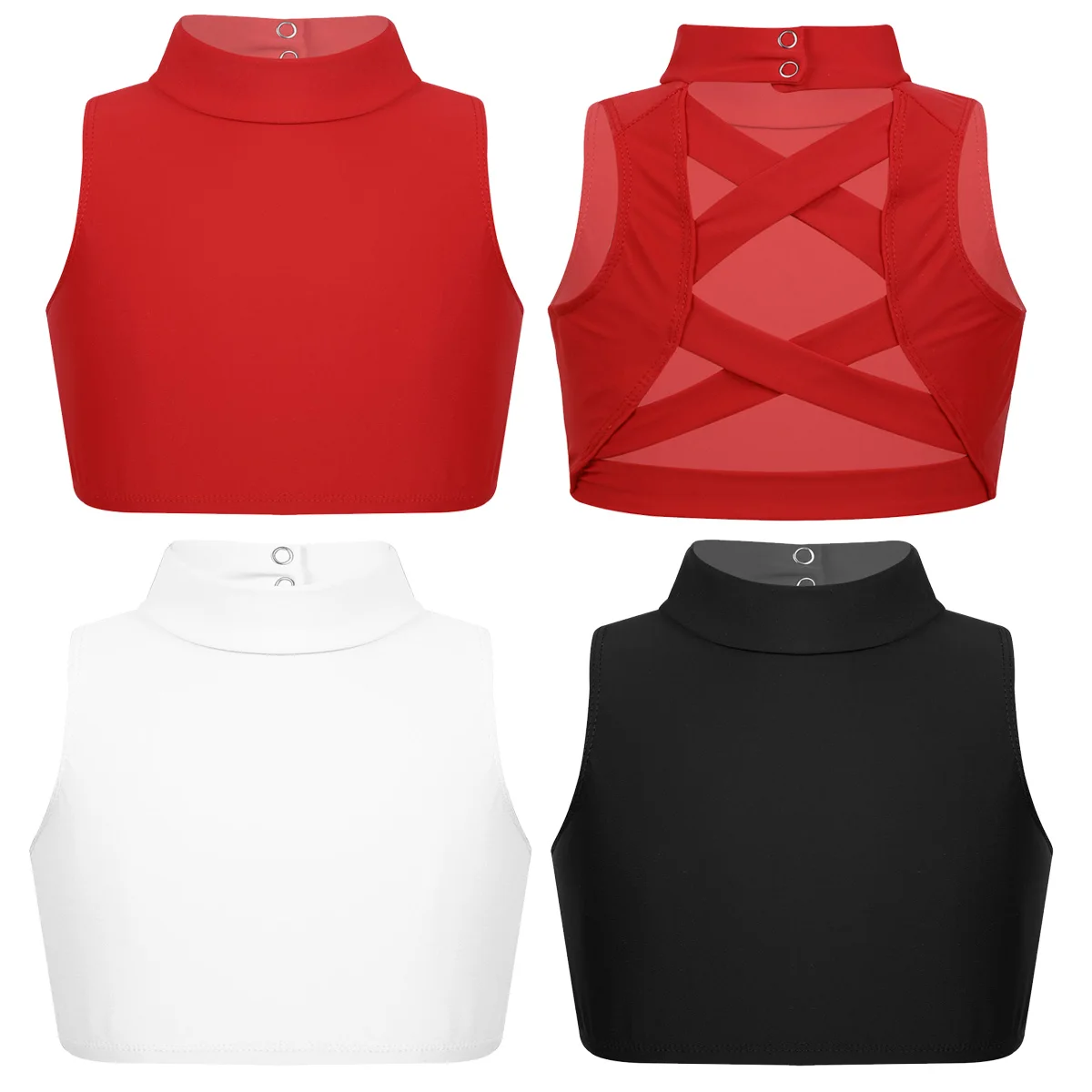 Sleeveless Ballet Workout Gymnastics Crop Top Kids Girls Criss Cross Back Tanks Bra Tops Sport Dance Stage Performance Clothes