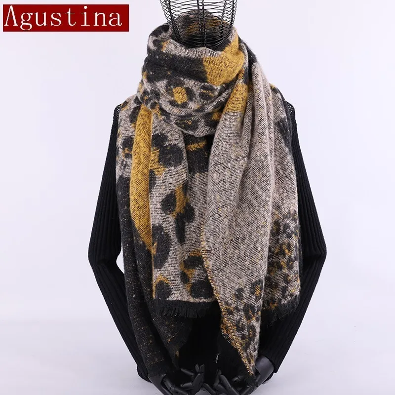 cashmere scarf Leopard print winter women wool Brand shawl hijab luxury for ladies long scarves thick oversize pashmina sjaal