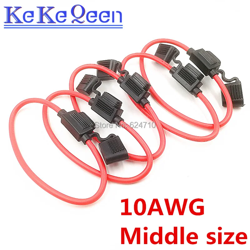 1pcs 10awg 12awg 14awg 16awg 18awg Medium Car Fuse Holder Water-resistant Waterproof Automotive With Cover Inline Auto