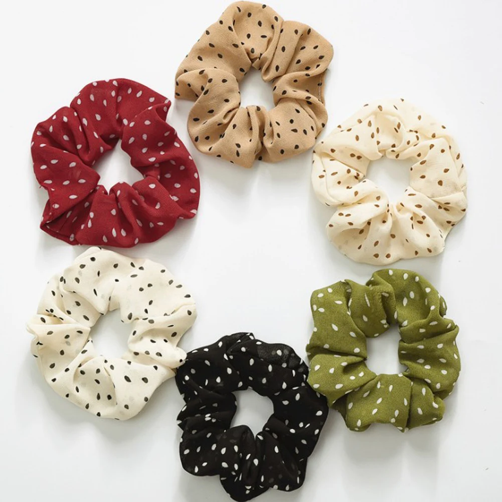 2019 New  Wave Point Hair Scrunchies Ponytail Holder Soft Stretchy Hair Ties Vintage Elastics Hair Bands for women Accessories