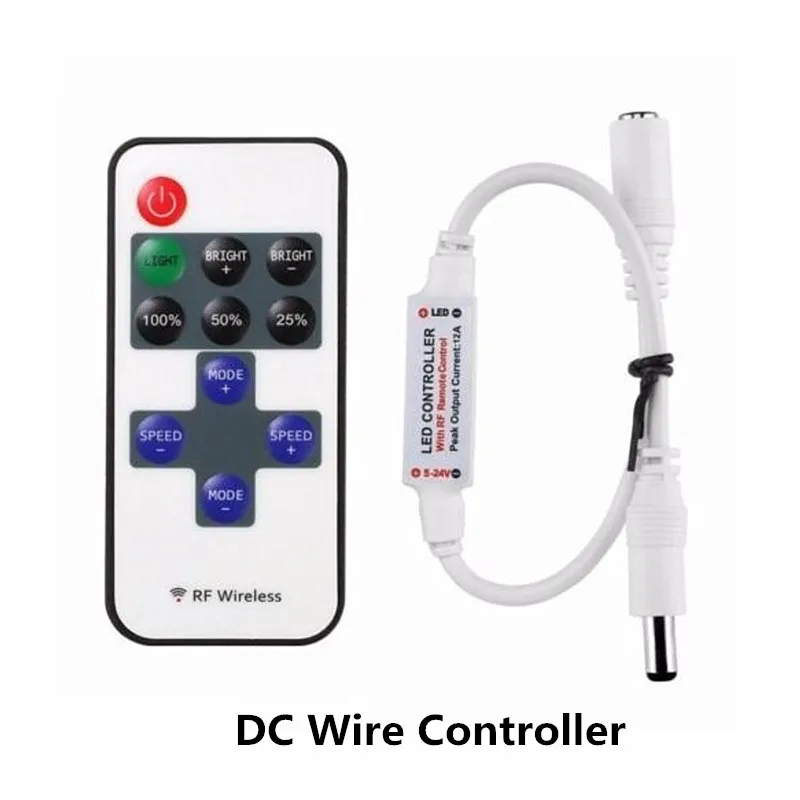 11Key 5V-24V LED Strip RF Mini Dimmer Wireless Remote Controller For 2pin 5050/2835 Single Color LED Strip