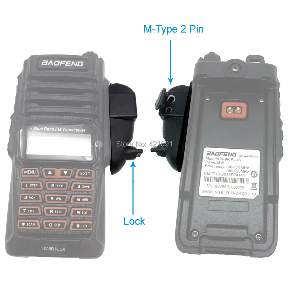 Baofeng-Adaptador de Radio UV-9R Plus para walkie-talkie, accesorio con micrófono, tipo M, 2 pines, adecuado para Motoluola GP88