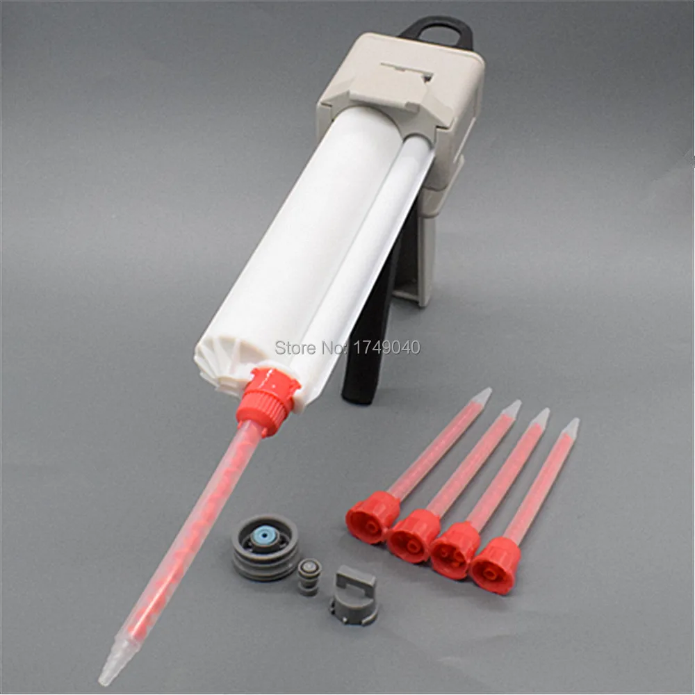 75 ml 10:1 AB colla Epossidica Colla Pistola Applicatore Colla A Due Componenti Dispenser con 75 ml 10:1 Vuoto Doppia-Barile cartuccia 5 pc Ugello di Miscelazione