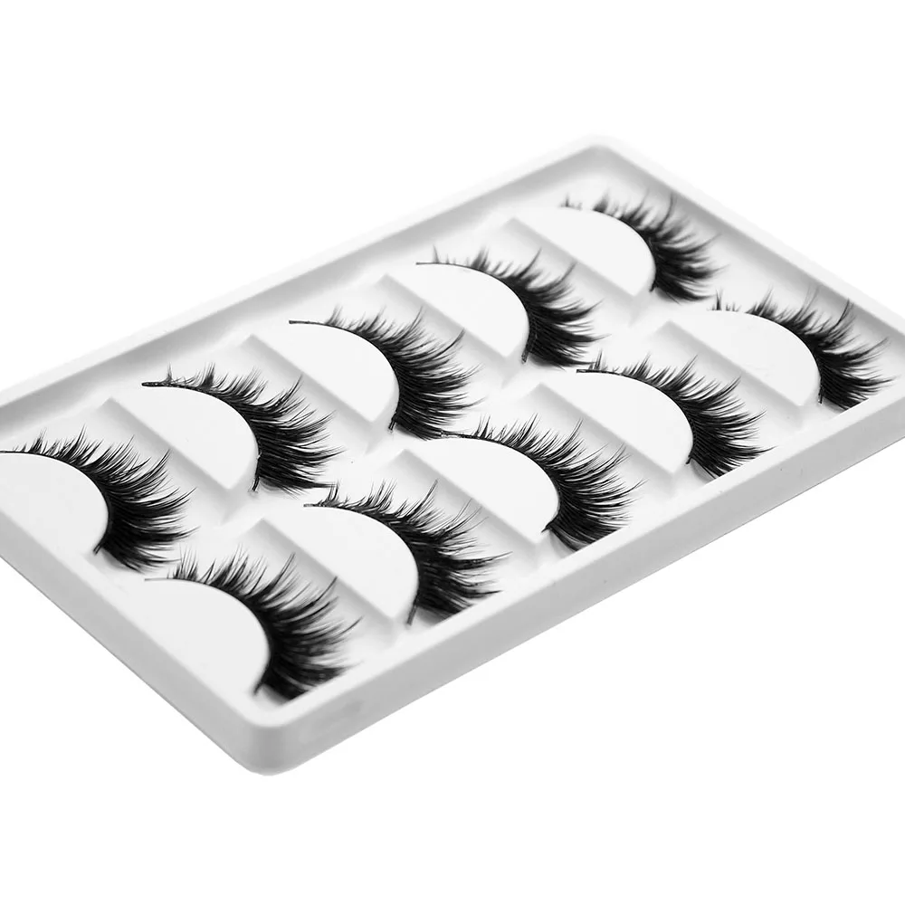 Kimcci 5pairs Mink Eyelashes Natural Long 3D Mink Lashes Soft Handmade Faux Lashes Makeup False Eyelash Fake Cilia Cilios Tools