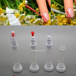 Kimcci 100pcs/lot Dotted Pen+Drawing Pen Nail Art Tools 2 IN 1 Needle Brush Dual-use Nail Polish Pen Empty Bottle