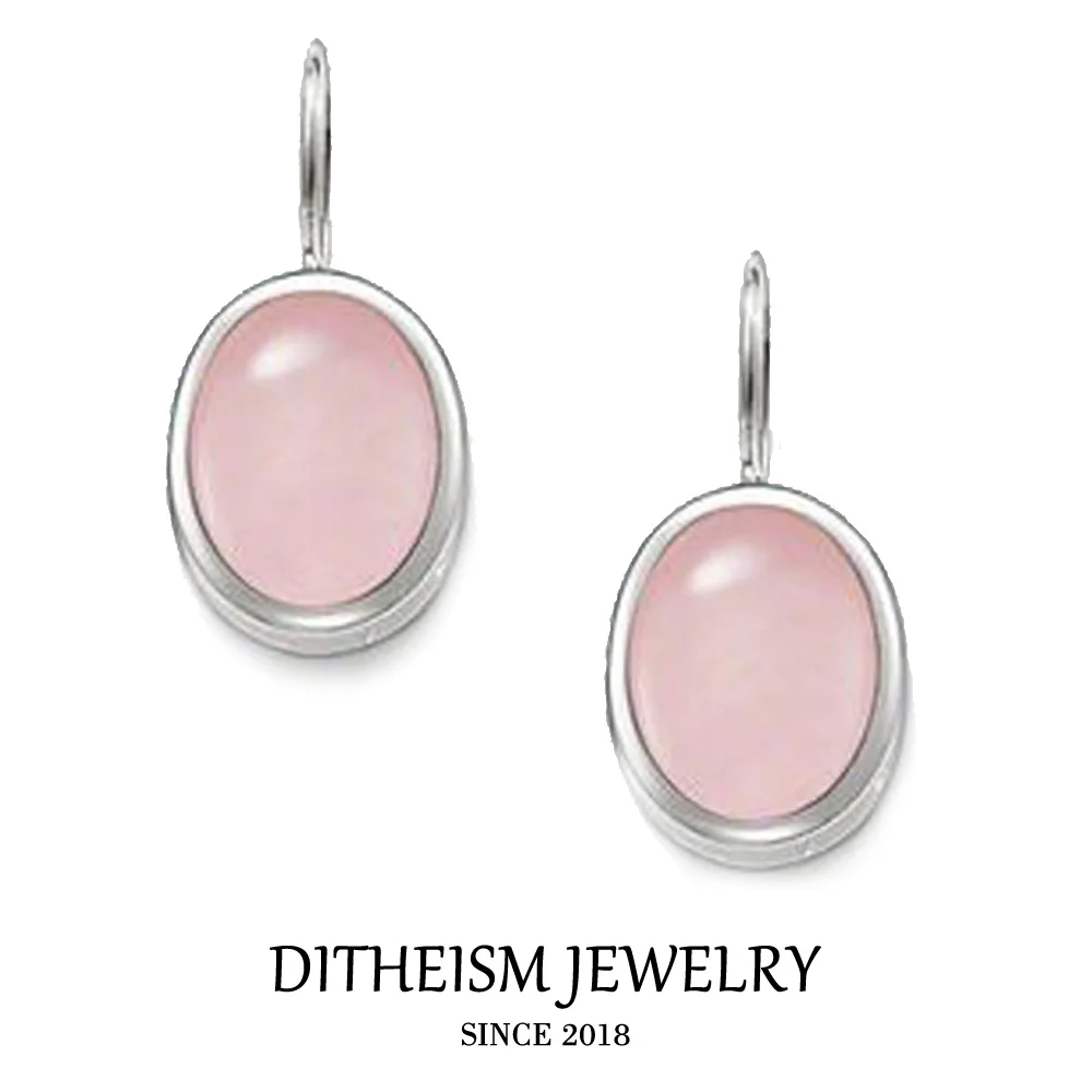 

Pink Oval Opal Swan Neck Drop Earrings, 2018 New Fashion Jewelry Romantic 925 Sterling Silver Gift For Women Girls