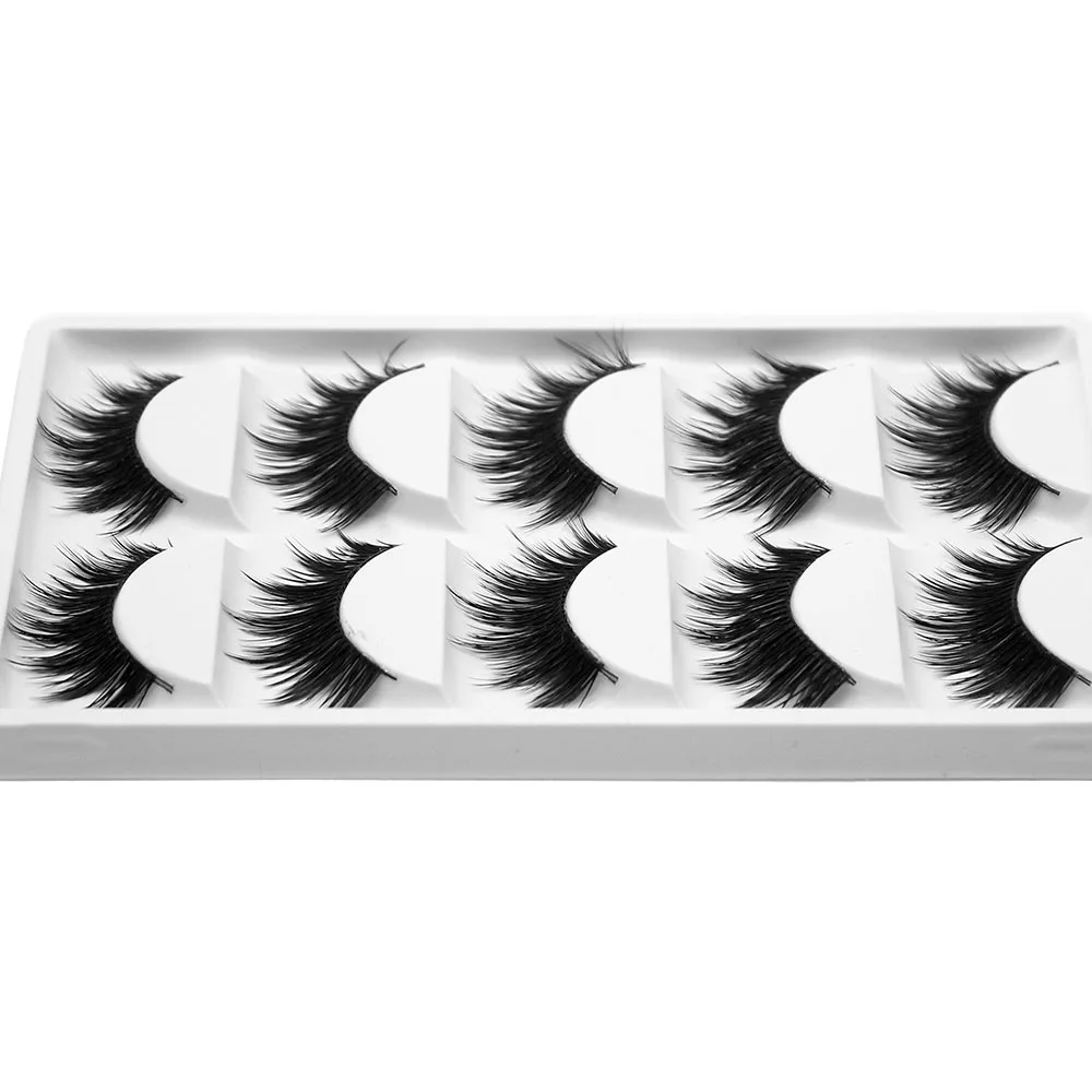 Kimcci 5pairs Mink Eyelashes Natural Long 3D Mink Lashes Soft Handmade Faux Lashes Makeup False Eyelash Fake Cilia Cilios Tools