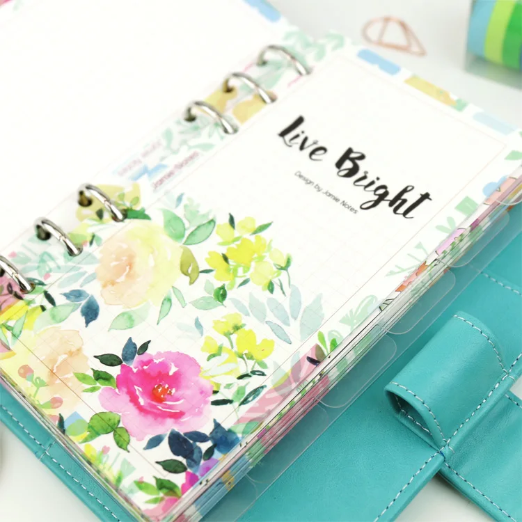 Transparent Flower Refills 6pcs Index Dividers A5 A6 for 6 Hole Binder Organizer Notebook Filler Pages For Planner N.591