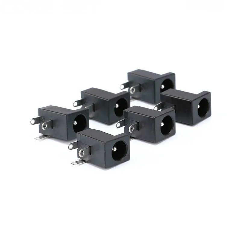 10Pcs PCB Mount 5.5 x 2.1 mm Female DC Power Jack Plug Socket Connector Black 2.1 socket Round the needle