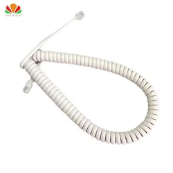 Cable de teléfono de tipo largo blanco, cable de cobre puro, micrófono curvo de volumen, conector 4P4C, cable de teléfono, línea de auriculares