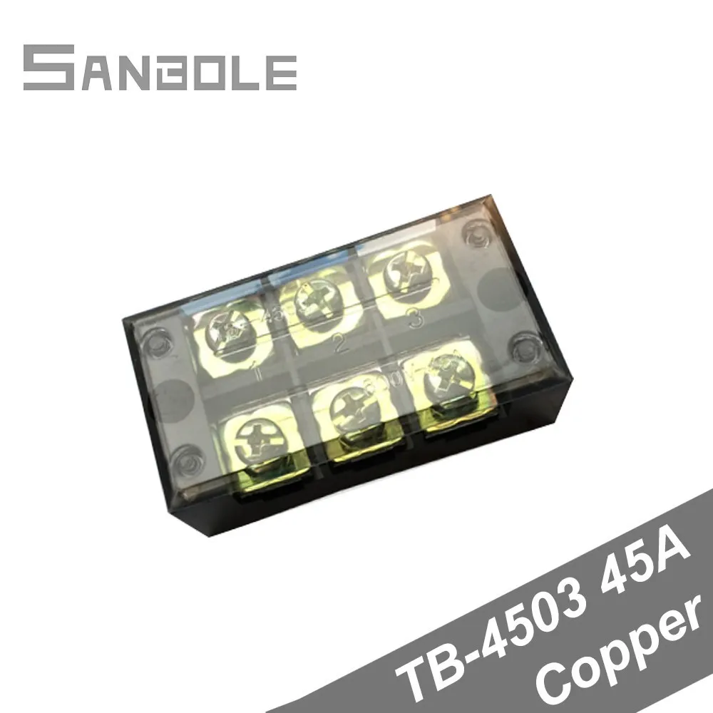 

Copper TB-4503 Connection Dual Row Terminal block 45A 3 Positions Universal distribution cable Wiring Barrier (10pcs)