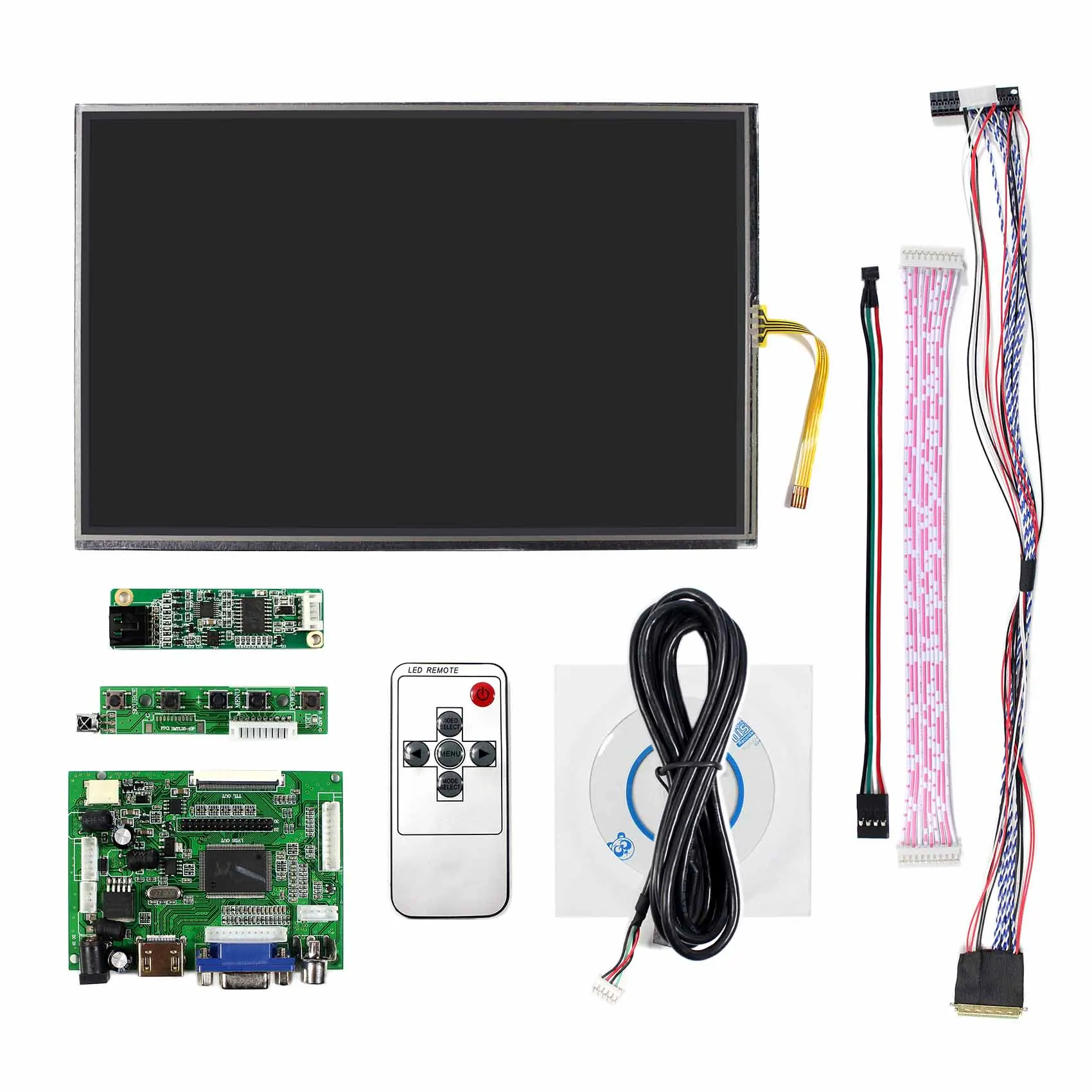 Trabalho da placa do lcd de hd mi vga 2av com 10.1 "m101nwwb r6 1280x800 tela lcd e painel de toque resistive de 10.1 polegadas