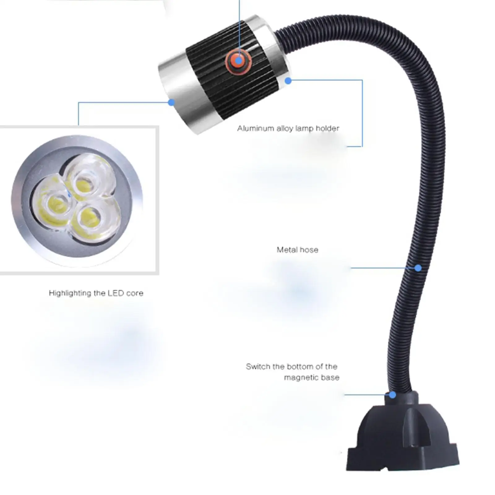 

24/220V 4.5/6/9W AL Alloy Work Lamp LED CNC Milling Lathe Tool Light Screw Fix
