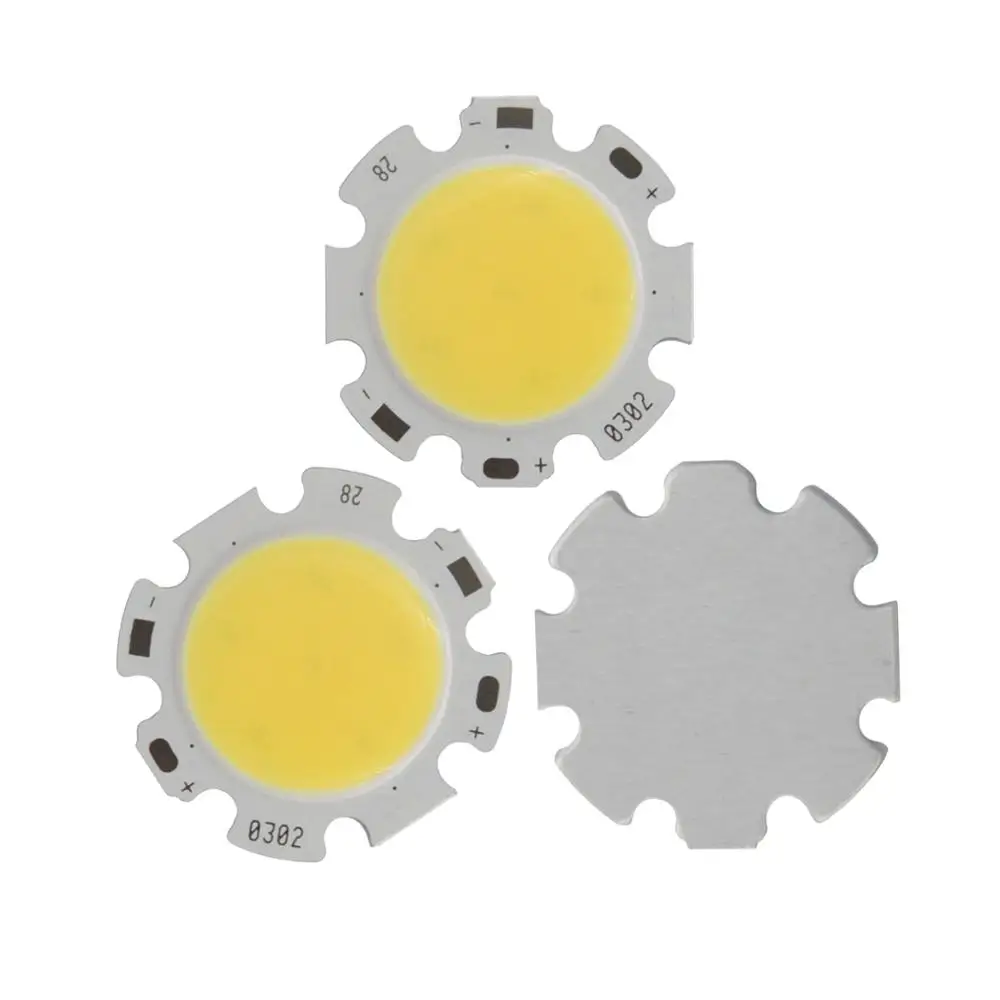 Ampoule LED ronde en aluminium COB, Module de Source de lumière 3W 5W 7W 10W 12W, puces à rabat pour projecteur, 28mm 20mm, 10 pièces/lot, offre