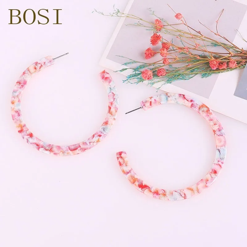 아크릴 귀걸이 Boho 아세테이트 기하학 펜던트 귀걸이, 패션 여성 빅 롱 드롭 귀걸이 Dangle Jewelry Gifts Statement CC