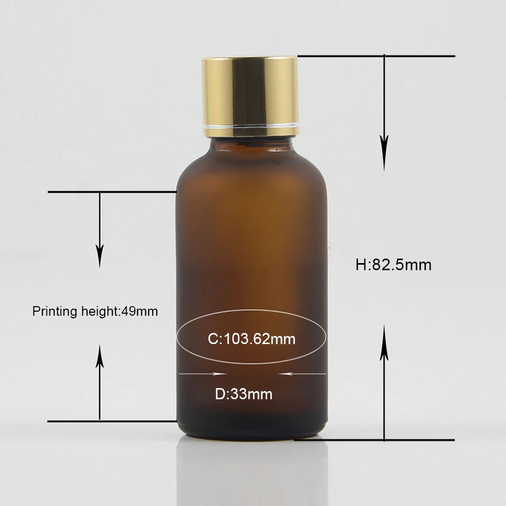 30ml new design olive oil bottle glass brown matte jar lid screw gold color