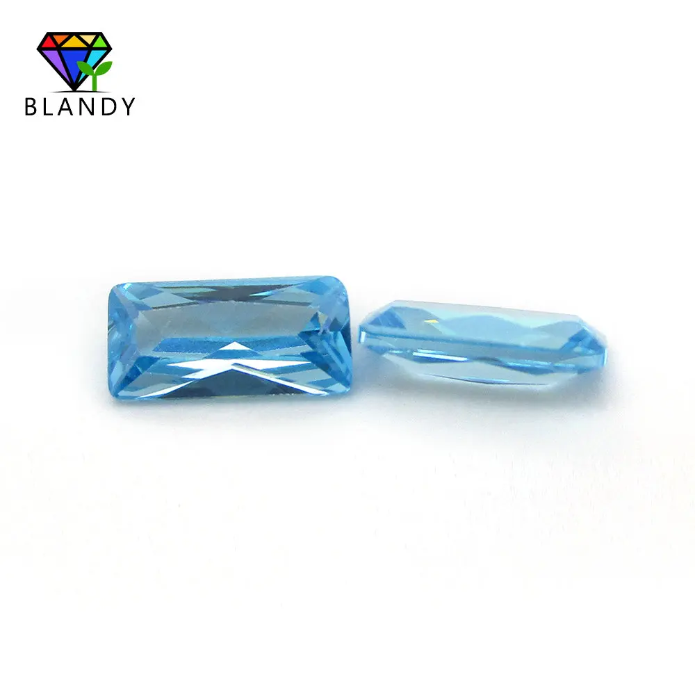 Wholesale Price 2*4~9*11mm Rectangle Shape Seablue Cubic Zirconia Stone 5A Quality Synthetic Gems CZ Stone For Jewelry