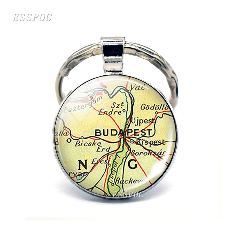 Europe Cities Map Glass Pendant Keychain Paris Prague Venice Rome Florence Fashion Souvenir Keyring Jewelry Gifts For Traveler image 2