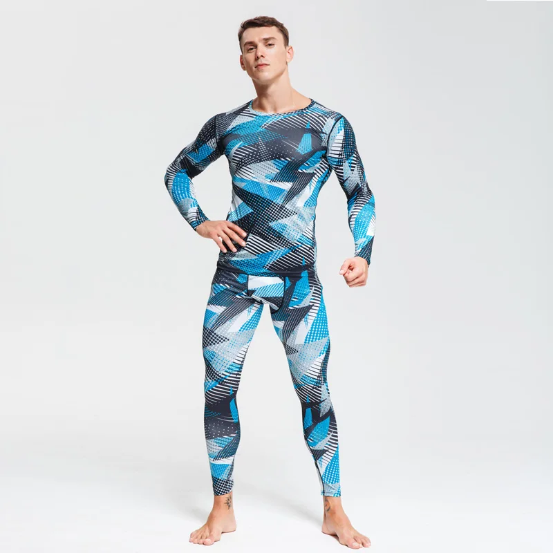 

camouflage tracksuit men set running tights compression kit Gym Body Shaper muscle shirt Cycling tracksuit Top Sports