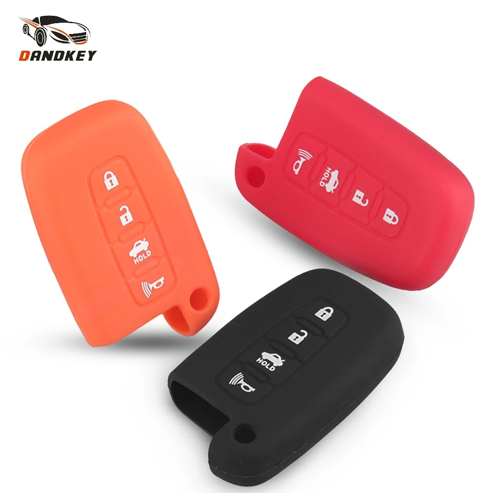 Dandkey 4 Button Silicone Rubber Key Cover Case For Hyundai  Sonata Veloster For Kia K2 K5 Soul Sportage Smart Fob Cover