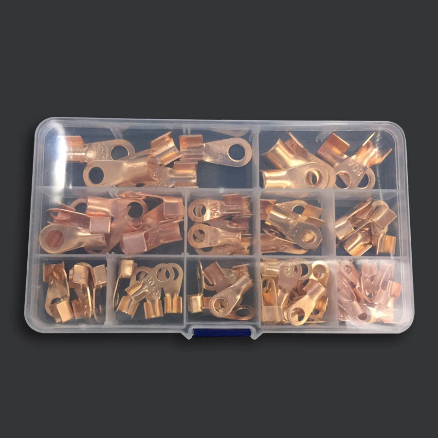 90pcs  Battery Cable Connector Terminal 10A-100A Copper Open Lugs Wire Terminals OT