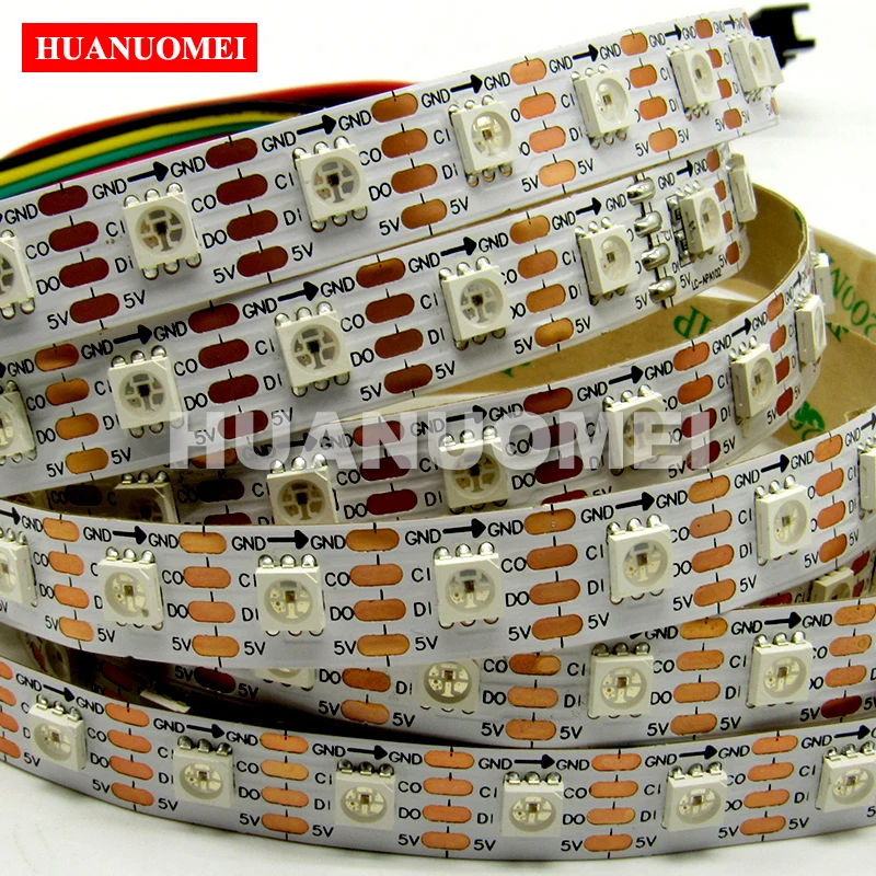 

5 м 72 светодиода/м APA102 RGB светодиодная лента 5050 SMD пиксельная гибкая лента для ТВ-освещения белая/черная печатная плата IP20/IP65/IP67 5 В 72 пикселей/м