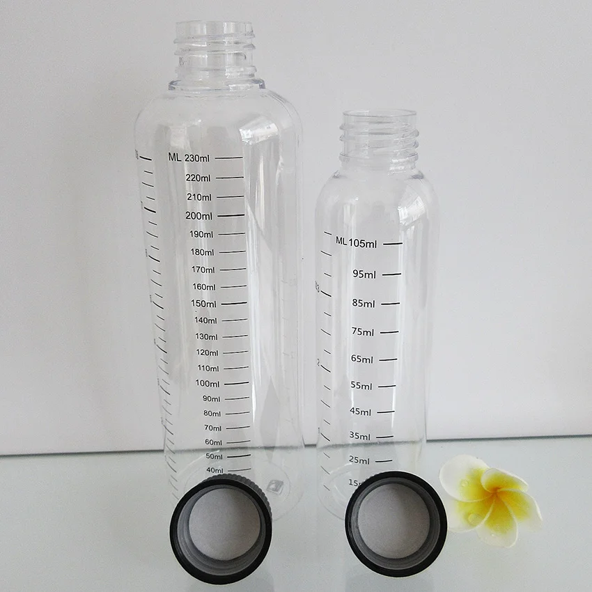 2pcs120ML 250ML Plastic Refillable Bottle PET transparent Liquid Bottle with Graduation, Scale Water Bottle with Childproof Cap