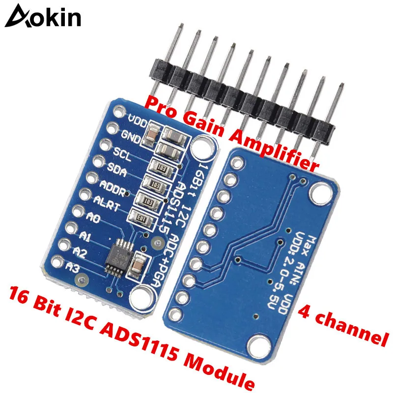 ADS1115 16 Bit 4 Channel I2C IIC Analog-to-Digital ADC PGA Converter with Programmable Gain Amplifier Board for Arduino