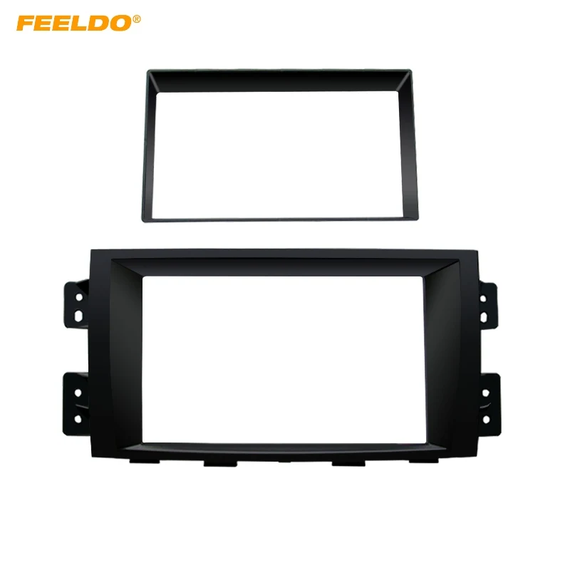 

FEELDO Car 2DIN Radio Fascia Frame for KIA Borrego Mohave 2010 Plate Panel Dashboard Trim Mount Installation Frame Kit #AM5181