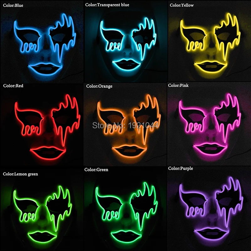 

10 Цвета выберите Рождественский костюм маска EL провода вечерние маска Забавные светящиеся маски для праздничный карнавальный вечерние декоративные принадлежности