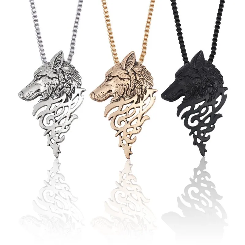 Wolf Head Pendant Necklace Punk Vintage Women Men Metal Animal Jewelry Drop Shipping Cool Stuff Men's Chain Party Jewelry Gift