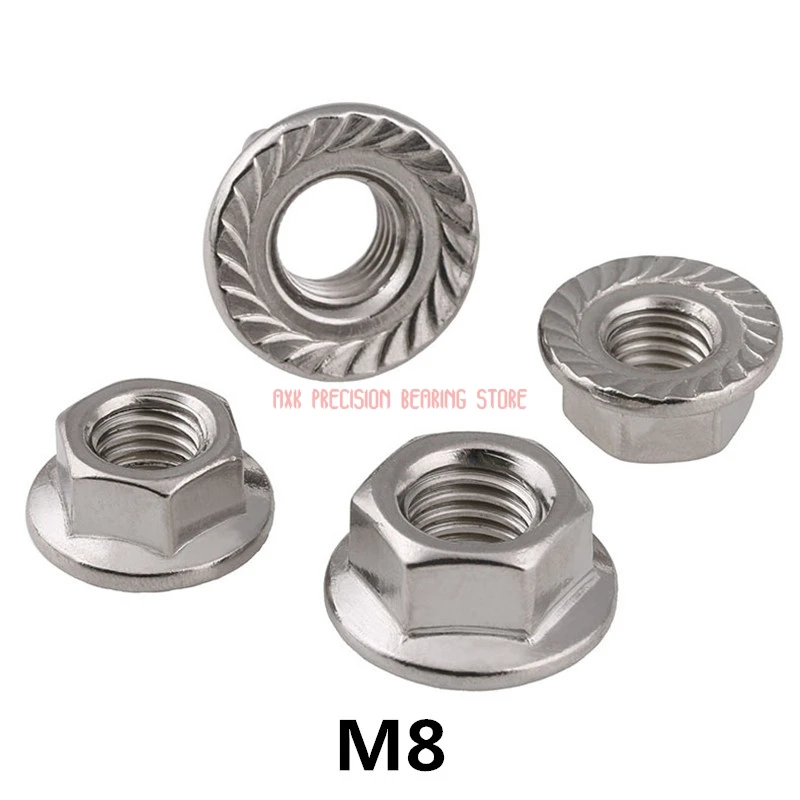 Real Nylon Screws Plastic Spacer 50pcs/lot Metric Thread Din6923 M8 304 Stainless Steel Hex Flange Nut Hexagon With A2-70