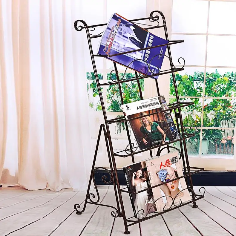 Creative Landing Europe Type Magazine Rack Newspaper Stand Shelf Wrought Iron Creative Advertising Display Shelves 101x40x30cm