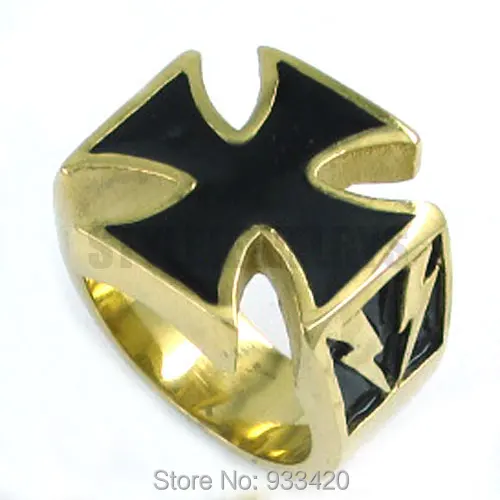 Cross Ring Stainless Steel Jewelry Punk Classic Cross Lightning Motor Biker Mens Ring Wholesale 125B view 3