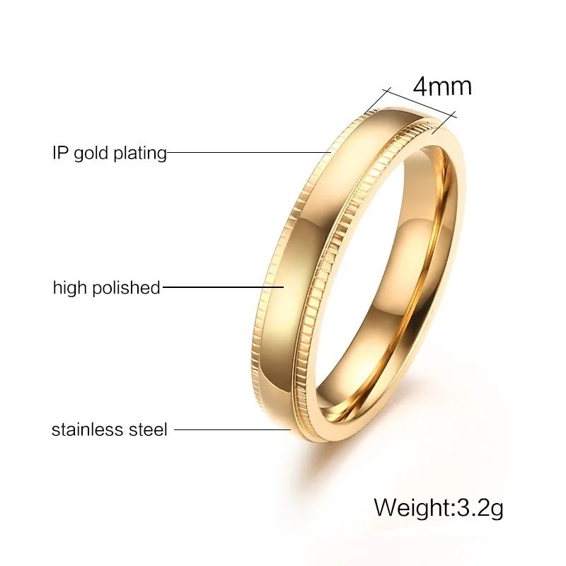 Vnox Mens Little Finger Ring Gold Color Stainless Steel anillo masculino Male Jewelry
