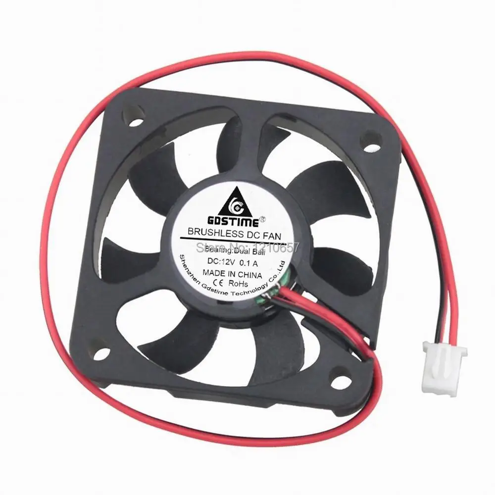 

20 Pieces LOT Gdstime 50mm 50x50x10mm 5010 5cm Dual Ball 12V 2Pin DC Brushless Cooling Cooler Fan