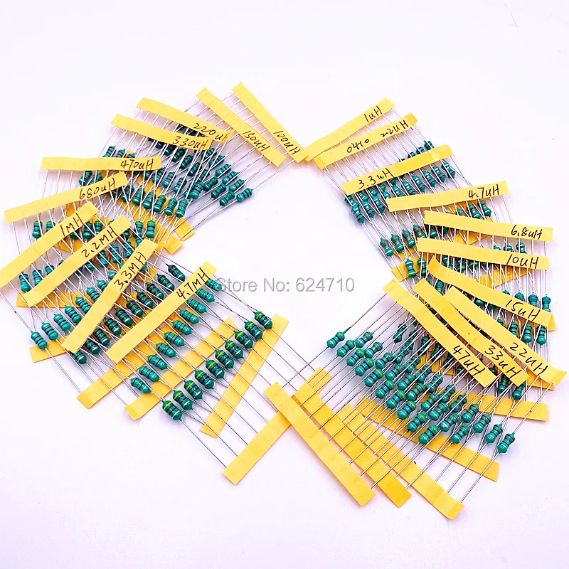 20*10 pcs = 200 pcs 0410 1/2 W 0.5 W Kleur cirkel Coils Zelfinductiespoelen Diverse Kit 1UH-680UH 470UH 330UH 1MH 2.2MH 3.3MH 4.7MH 20 soorten/tas